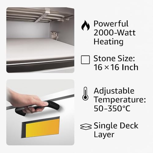 Image of Blend Art Commercial Electric Pizza Oven 2000W | 16x16 Inch Stone | 50-350C Temperature Control |Single Deck Countertop Restaurant, Cafe,Bakery,Cloud kitchen (Metal Body (Black))