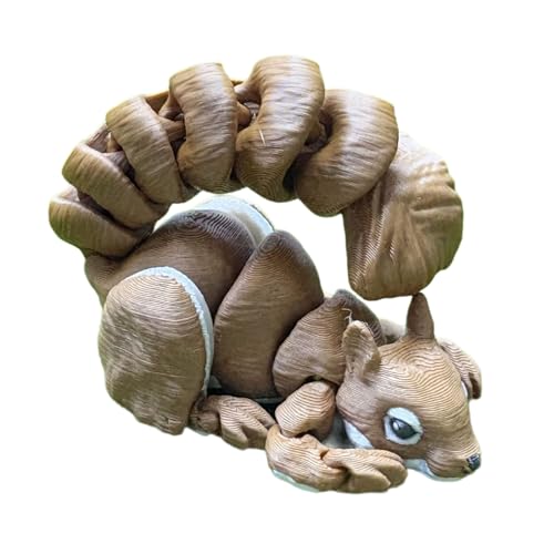 Modèle d'écureuil imprimé en 3D avec queue articulée - Décoration d'étagère miniature pour les amoureux des animaux et table basse - Statue de bureau...