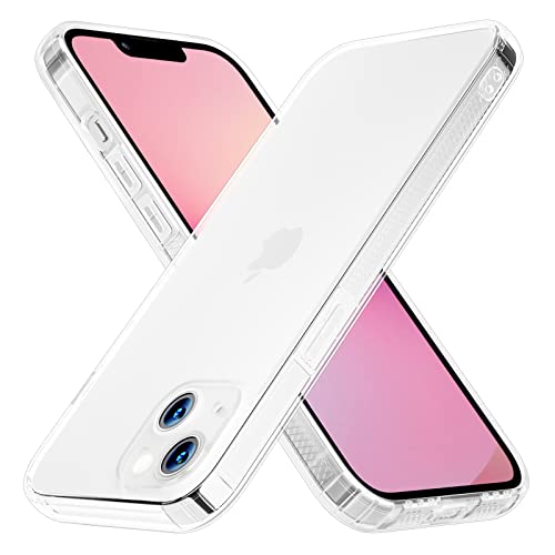 GPEESTRAC Hülle Kompatibel mit 6,1 Zoll iPhone 13 Silikon Weich Full Covered Phone Case Stoßfest Transparent Case mit Staubdicht Netz und Präzises Loch Cover