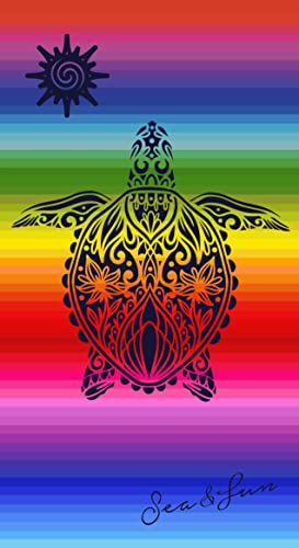 Miracle Home. Serviette de Plage en Microfibre Tortue, 100% Poliéster, 75 X 145 Cm. 15077