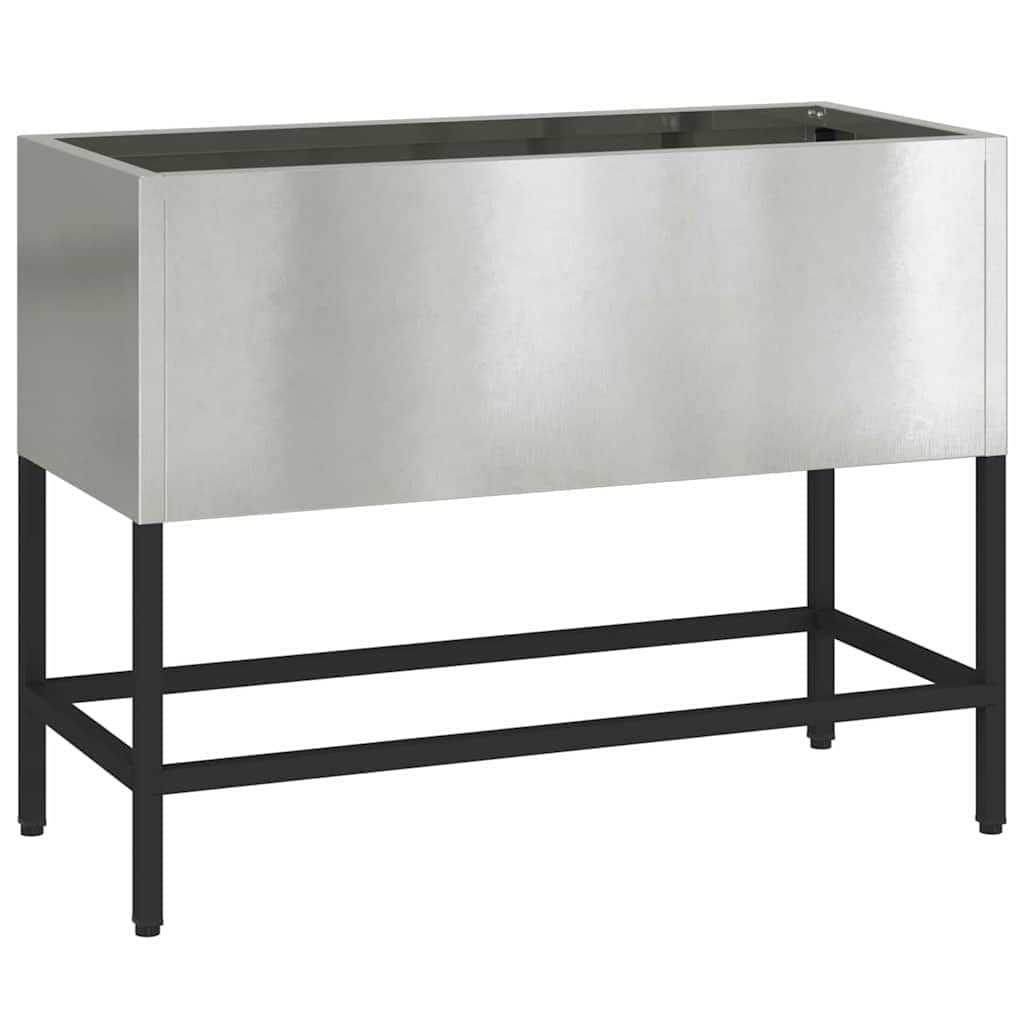 Hothingwell Podwyższona taca ogrodowa srebrna 60x26x45 cm stal nierdzewna | Nowoczesna konstrukcja, odporna na warunki atmosferyczne, łatwa do czyszczenia, prosty montaż za pomocą śrubokręta