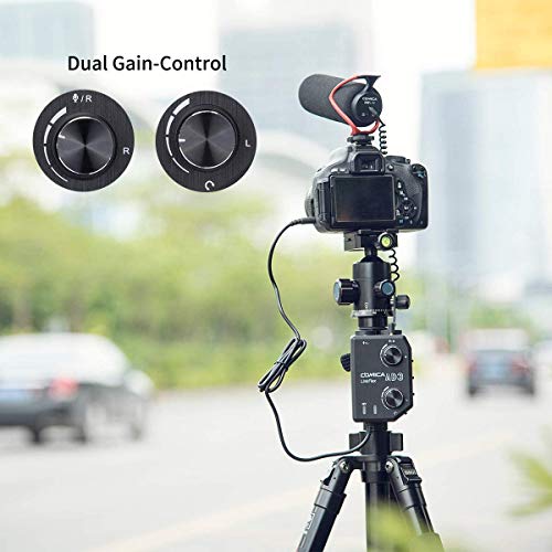 Comica LINKFLEX.AD3 Microphone Audio Preamp/Mixer 2-Channels XLR/3.5mm/6.35mm-3.5mm, 48V Phantom Power & Real Time Monitor, Universal Canon Nikon Sony Camcorders DSLR Cameras &Smartphone