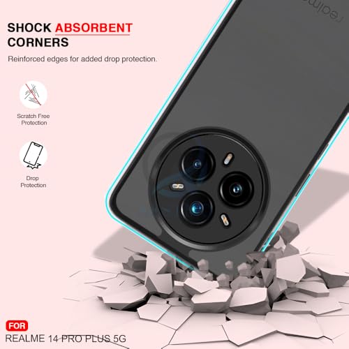 Image of AESTMO Realme 14 Pro Plus 5G Back Cover | 360 Protection | Matte Frosted Hard Back Translucent | Bumper Case for Realme 14 Pro Plus 5G (Smoke Black Matte PC+Black TPU Bumber)