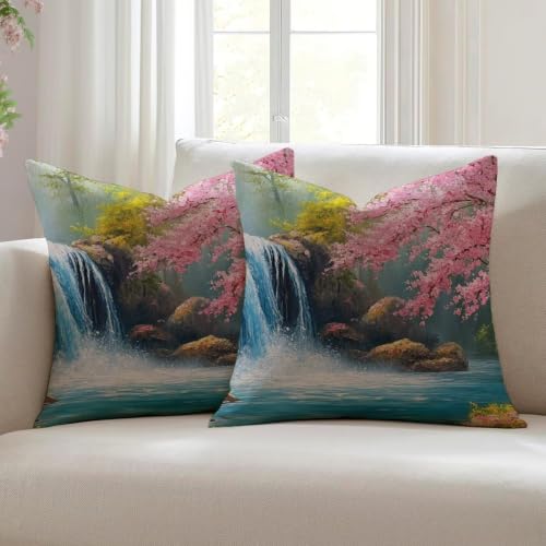 Housse de coussin extérieur imperméable 50 x 50 cm lot de 2 lin pour canapé