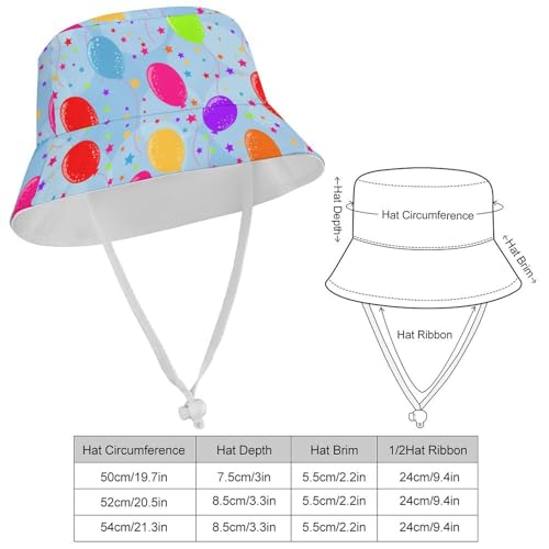 Cartoon Birthday BalloonsChildren's Bucket Hat for Boys and Girls, Breathable Summer Beach Hat54cm2