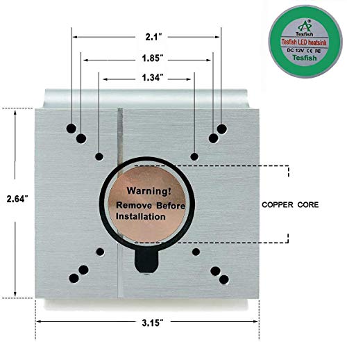 TX Aluminium Heatsink Cooling Fan+44mm Lens 60 Degree for 50W-100W LED Chip (3.11" L x 3.11" W x 29mm H, DIY Projector, Floodlight, Automobile Light, Plant Growth Light)