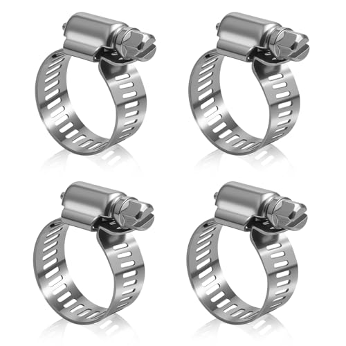 316L Stainless Steel Clamps Marine Grade Corrosion Resistant Heavy Duty Hose Clamps (13-19 mm, 1/2" - 3/4") 4Pcs