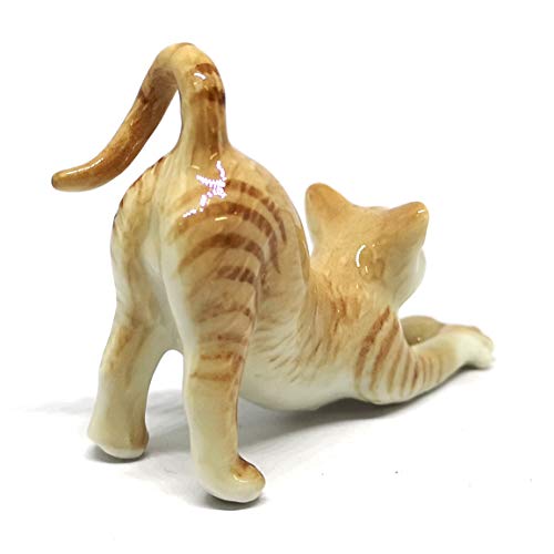 Figurine miniature en céramique chat marron pour remplacer le plastique sans charme - 4