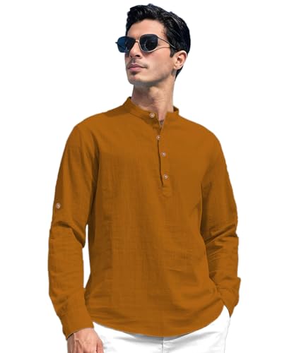 Image of Vida Loca Men Solid Cotton Blend Straight Kurta Shirt