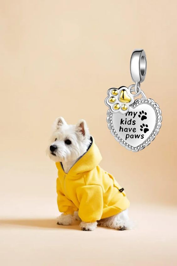 NanMuc Heart Paw Print Charm Compatible With Pandora Bracelet Puppy Dog Pet Cat Charm Aninmal Bead4