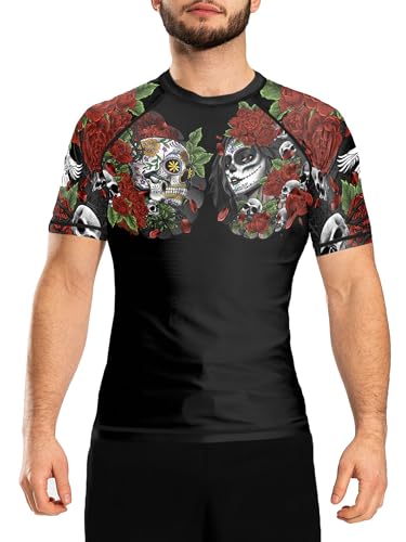 Maillot de bain à manches courtes Calaveras y Rosas Raven Fightwear haut de gamme