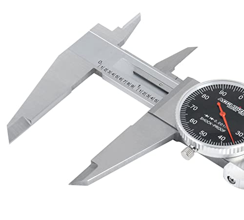 Accusize Industrial Tools 0-12'' By 0.001'' Black Face, Red Needle, Dial Caliper Stainless Steel In Fitted Box, P920-B212 #TOP4