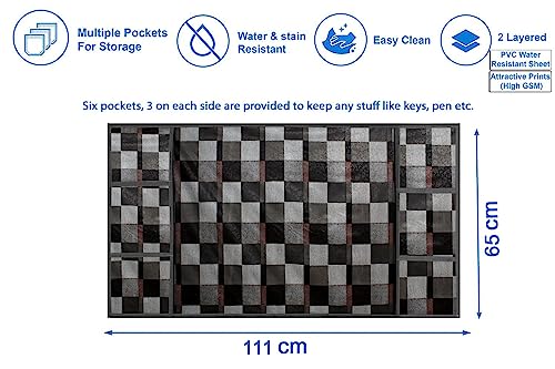 Image of Stylista Refridgerator top Cover Suitable for Samsung RR20A181BU8 /HL, 192 Liter Fridge, Dimension (WXD) 65x111 CM, Chekered Pattern Brown