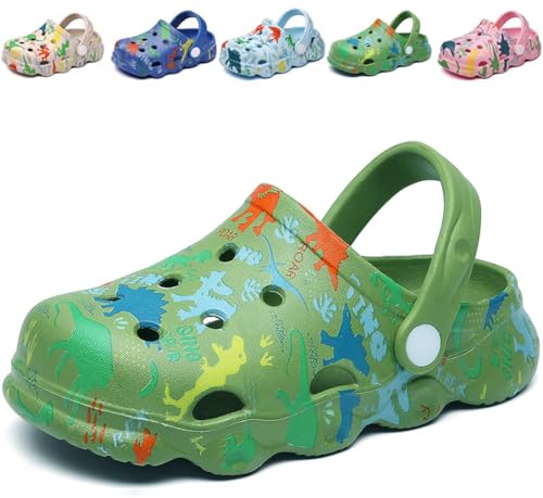 Image of Kids Clogs Boys Girls Toddler Dinosaur Slip on Slide Garden Shoes Cartoon Beach Pool Kids Clog Sandals Slippers Water Clogs