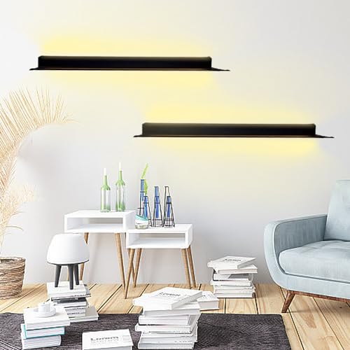 ERSINIAN Estantería Flotante metálica con luz LED integrada (1 Unidad), Moderna, para Pared. Ideal para Guardar Libros en la habitación Infantil, el Dormitorio, el salón o el baño.