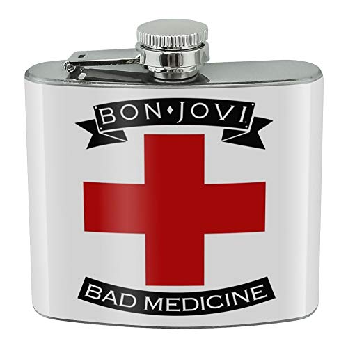 Bon Jovi Bad Medicine Stainless Steel 5oz Hip Drink Kidney Flask