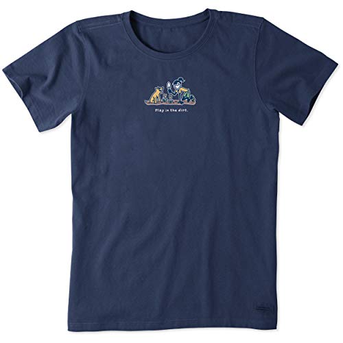Life is Good Women's Crusher Tee Shirt, Short Sleeve Cotton Graphic T-Shirts, Jackie and Rocket Gardening, Darkest Blue, XX-Large