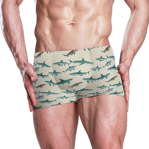 Cute Shark Mens Swim Trunk Swimwear Bathing Suit Swim Brief Square Leg Board Short S B04049762