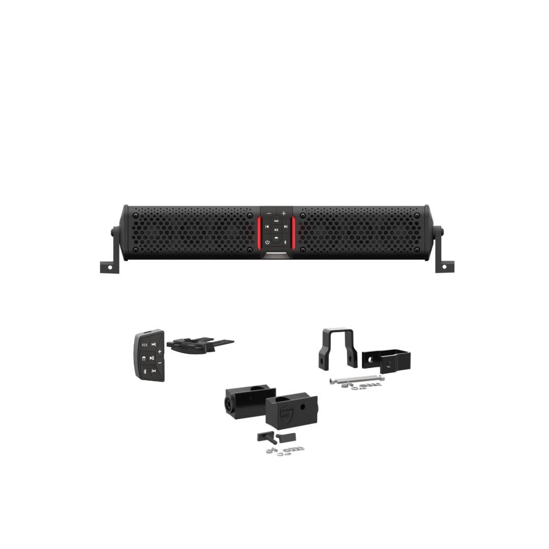 wet sounds STEALTH-XT-6-B Stealth XT 6 Speaker All-in-One Amplified Bluetooth Soundbar with Remote – Black with Slider Brackets and 1.00