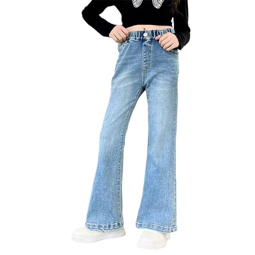 Tween Girls High Waist Flare Leg Jeans Bootcut Fit Slim Bell-Bottomed Denim Pants with Elastic Waistband3