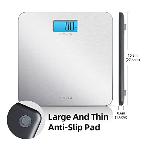 Airscale Stainless Steel Digital Body Weight Bathroom Scales With Backlit Lcd Display, 400Lb Capacity With High Precision Sensors For Body Weighing (Battery Included) #TOP2