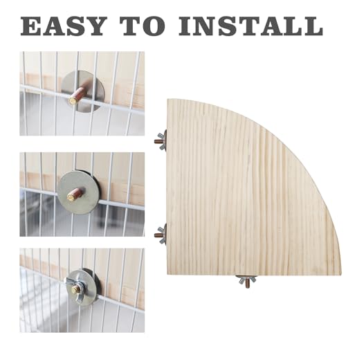 Image of Bird Perch Stand Platform, 11.8 x 11.8 Inch Natural Wooden Small Animals Cage Shelf, Cage Accessories for Parrots Parakeets Cockatiels Rats Hamster Guinea Pig Conure Chinchillas