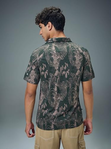 Image of TECHNOSPORT Men's Slim Fit All Over Print Polo Neck T-Shirt with Technocool+, UPF50+ for Regular Use