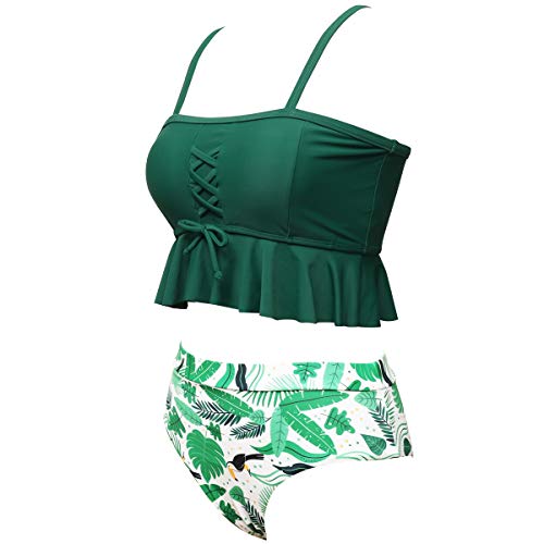 Image of JerrisApparel Girls Bandeau Swimwear Set Family Matching Bathing Suit Beachwear