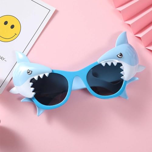 Toddlers Sunglasses Bulk, 2 Pack Boys Sunglasses for Summer Beach Pool Birthday Makeup Party Stuffers (Blue Shark)4