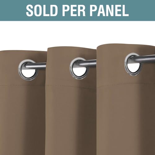 Image of H.VERSAILTEX Blackout Curtain for Living Room Small Window Kitchen Blackout Curtains 45 inch Length Energy Saving Solid Grommet Blackout Drape, One Panel, Macchiato, 52 inch W x 45 inch L