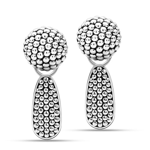 LeCalla 925 Sterling Silver Small Caviar Drop Earring | Antique Small Drop Dangle Earrings for Women | Women's Unique Style Beaded Earrings | Silver Teardrop Earrings4