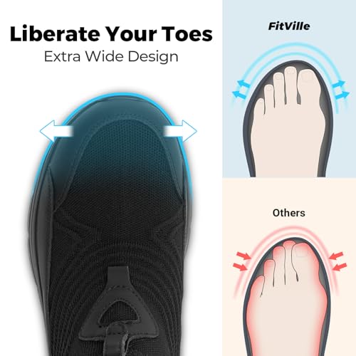 FitVille Men's Extra Wide Slip on Walking Shoes, Breathable Hands Free Slip on Sneakers, Comfortable Orthopedic Shoes for Standing All Day - Step Ease V13