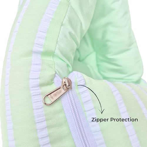 Image of VoiDrop Cotton Baby Sleeping Bag for Newborns Soft & Cozy Infant Carry Nest | Baby Portable Travelling Bed for Baby Carrying & co Sleeping, Unisex Baby Sleeping Bed | Stripe Print in Green Color