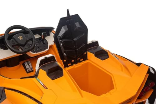 Kinderfahrzeug - Elektro Auto Lamborghini SIAN 2 Sitzer - lizenziert - 24V Akku, 4 Motoren- 2,4Ghz Fernsteuerung, MP3, Ledersitz+Eva -10kmh schnell (Orange)