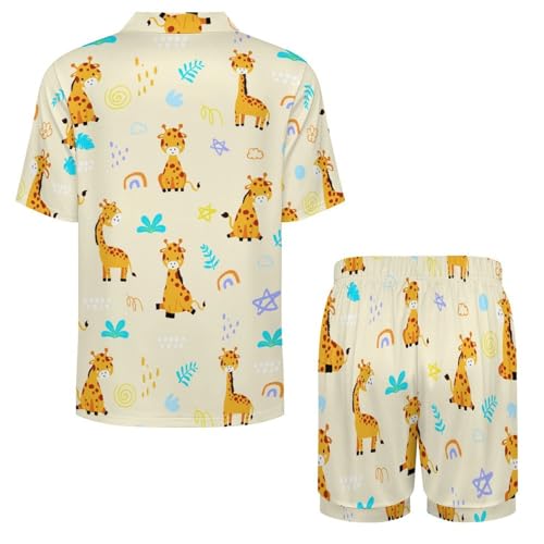 Men's Palm Trees Pajamas Set Two-Piece Travel Short Sleeve Pajama Shirts Soft Sleep Shorts Party Printed Lounge Pants2