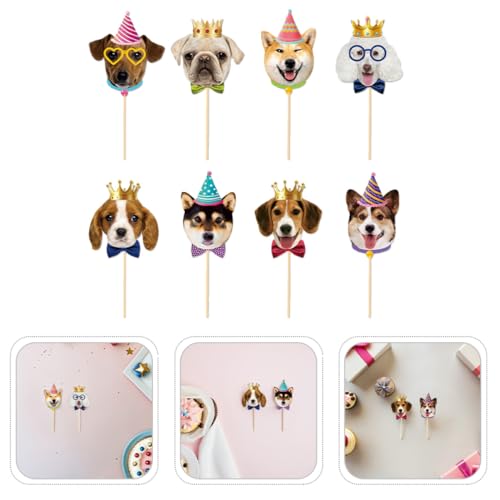Ipetboom 56 Stück Teiliges Hunde Cupcake Topper Stabile Hundegesicht Muffin Deko Vielseitige Hunde Geburtstagstorten Dekoration Süße Welpen Dessert Picks für Haustier Geburtstagsparty