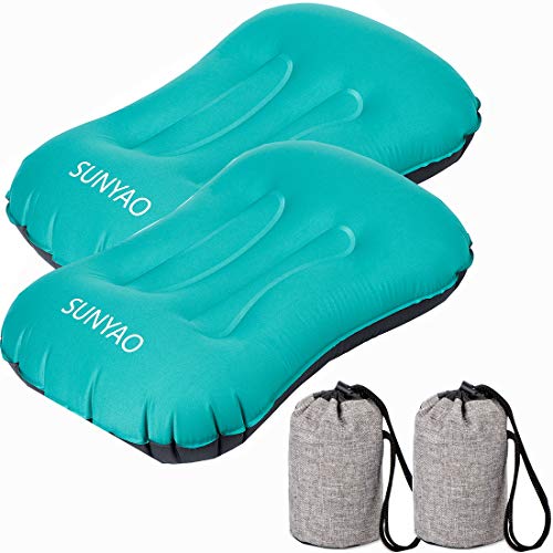 SUNYAO 2-Pack Inflatable Camping Pillows with Pouch