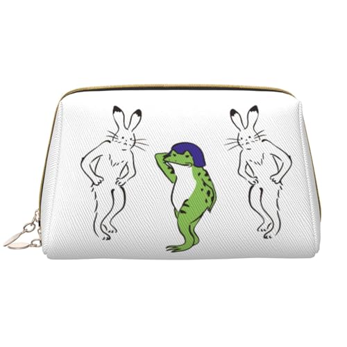 鳥獣戯画 化粧ポーチ 化粧品バッグ 化粧品収納 ジッパー付き レザー トラベルバッグ 大容量 ポータブル 多機能 筆箱 筆入れ 収納バッグ 防水