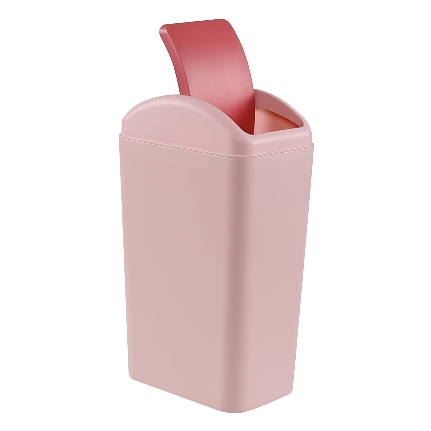 3 Gallon Trash Can with Swing-Top Lid, Plastic Swing-Top Trash Can, Pink