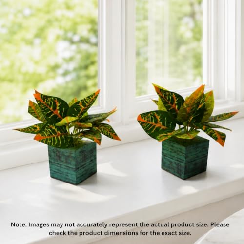 Image of DecoreBugs Artificial Real Touch Flower Plant with Pot (Pack of 2), 16 cm Height, Decorative Faux Floral Plant for Home, Office, Living Room, Bedroom, Table & Shelf Decor