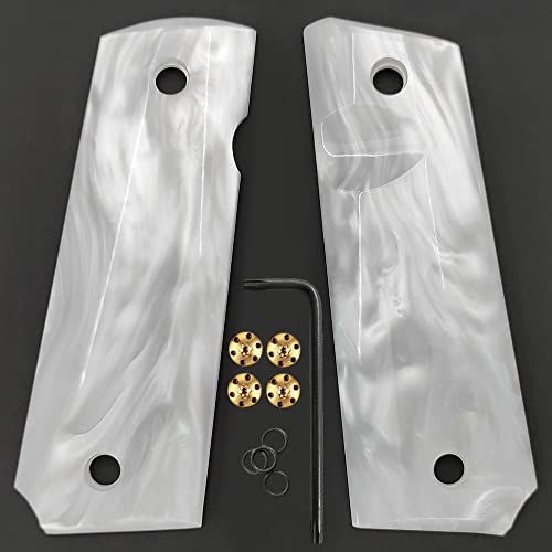 Cool Hand 1911 Grips, Full Size Government Commander, High Polished Synthetic White Pearl, Screws Included, Ambi Safety Cut by Cool Hand - Used condition - Image 2