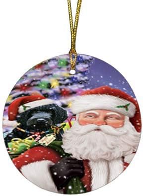 Summertime Tropical Island Beach Barbet Dog Round Flat Ornament - Pet Decorative Hanging Ornaments for Christmas X-mas Tree Decorations - 2.75" Round Flat Ceramic Christmas Ornament POR1600