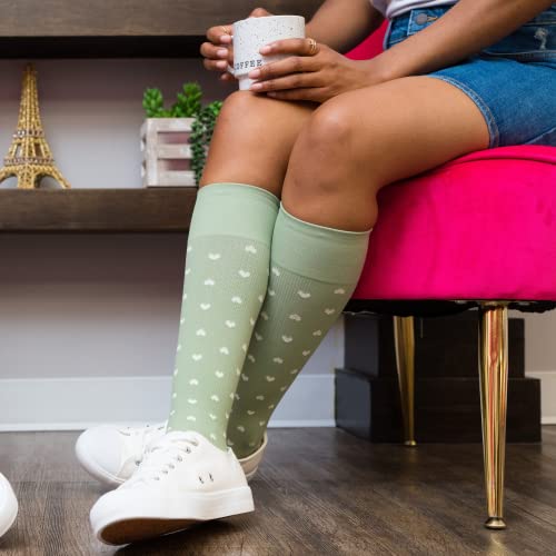 Image of Rejuva Women's Heart Pattern Knee High 15-20 mmHg Graduated Compression Socks