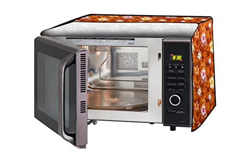Image of Stylista PVC Microwave Oven Cover for LG 32 L Convection MC3286BLT, Floral Pattern Orange