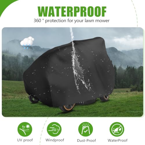 KISEER Outdoors Lawn Mower Cover Waterproof Heavy Duty 210D Polyester Oxford UV Protection Lawn Tractor Cover Fits Decks Up to 54" with Drawstring and Storage Bag by KISEER - Image 5