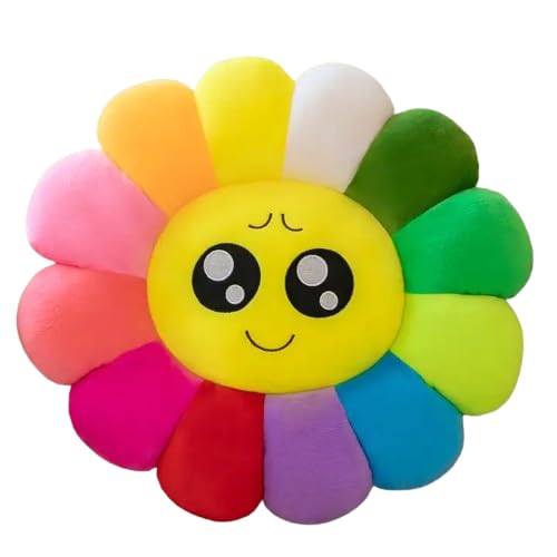 Image of AVS Soft Cute Smiley Sunflower Velvet Emoji Cushions with Fibre Filling Pillows for Bedroom Living Room, Cushion Use in Car, Kids & Girls Room Decoration(16X16 Inches, Multi) - 4