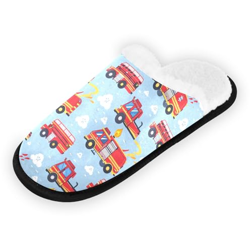 Cloud Fire Truck Slippers For Women Men Soft Memory Foam Non-Slip Transportation Winter Indoor House Shoes Travel Slipper2
