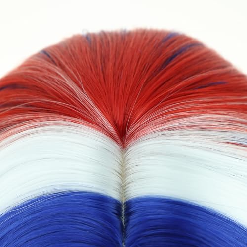 Image of BERON 4th of July Wigs for Women Short Curly Wavy Red White Blue and Mixed Wavy Wig Girls Flag Wig Heat Resistant Synthetic Costume Independence Day Cosplay Party Wigs