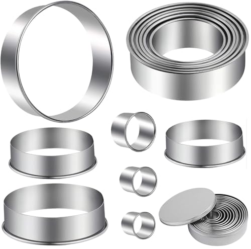 ELINKA Emporte Piece Cercle a Patisserie - 12PCS Emporte Piece Rond Cercle Patisserie Emporte pièces Cuisine pour Biscuits Pâtes à Sucre Gâteaux Cookie Cutter