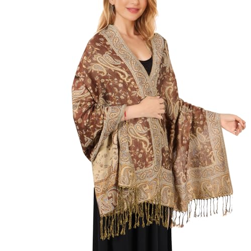 Women Pashmina Shawls and Wraps Scarf Soft Silky Reversible Paisley Scarves Shawl for Women